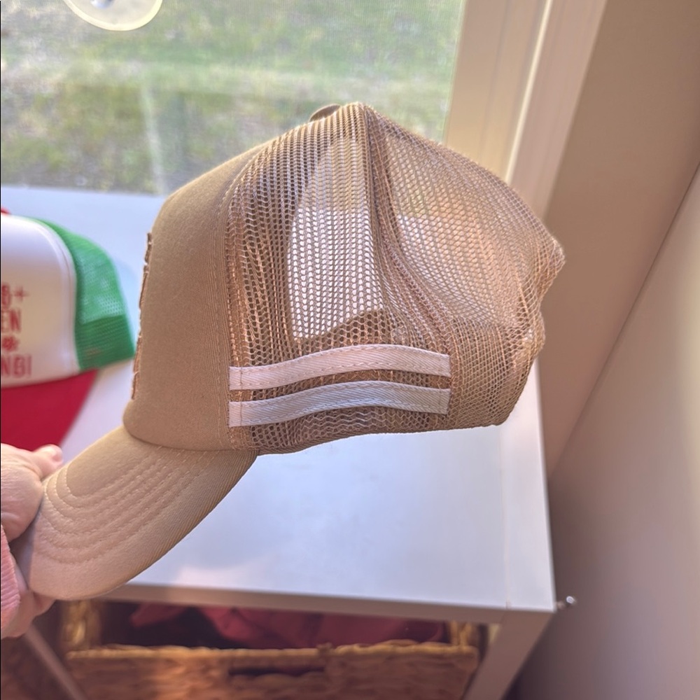 Tan Baseball Cap with Embroidered Text - Picture 3 of 4